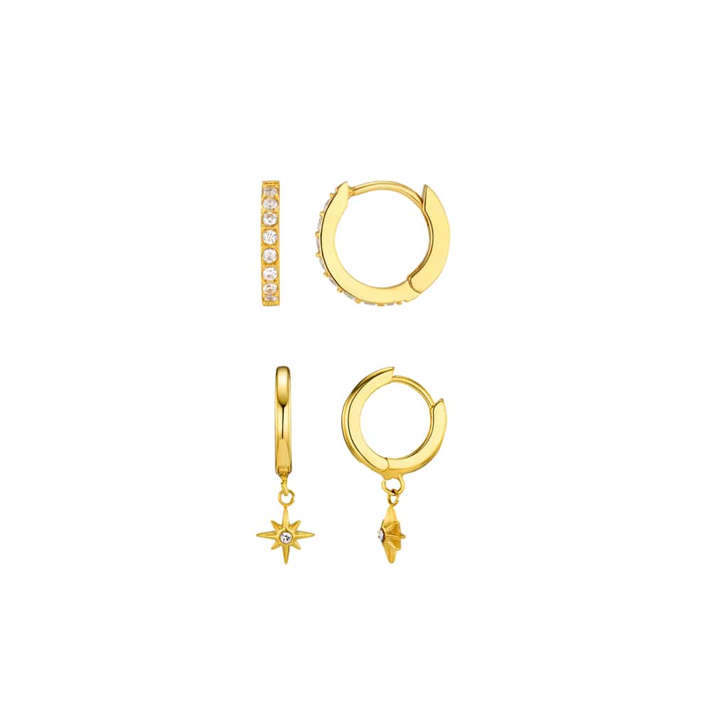 Style Sets LUXE Pavé & Starburst Huggie Hoop Jewellery Set Orelia Jewellery