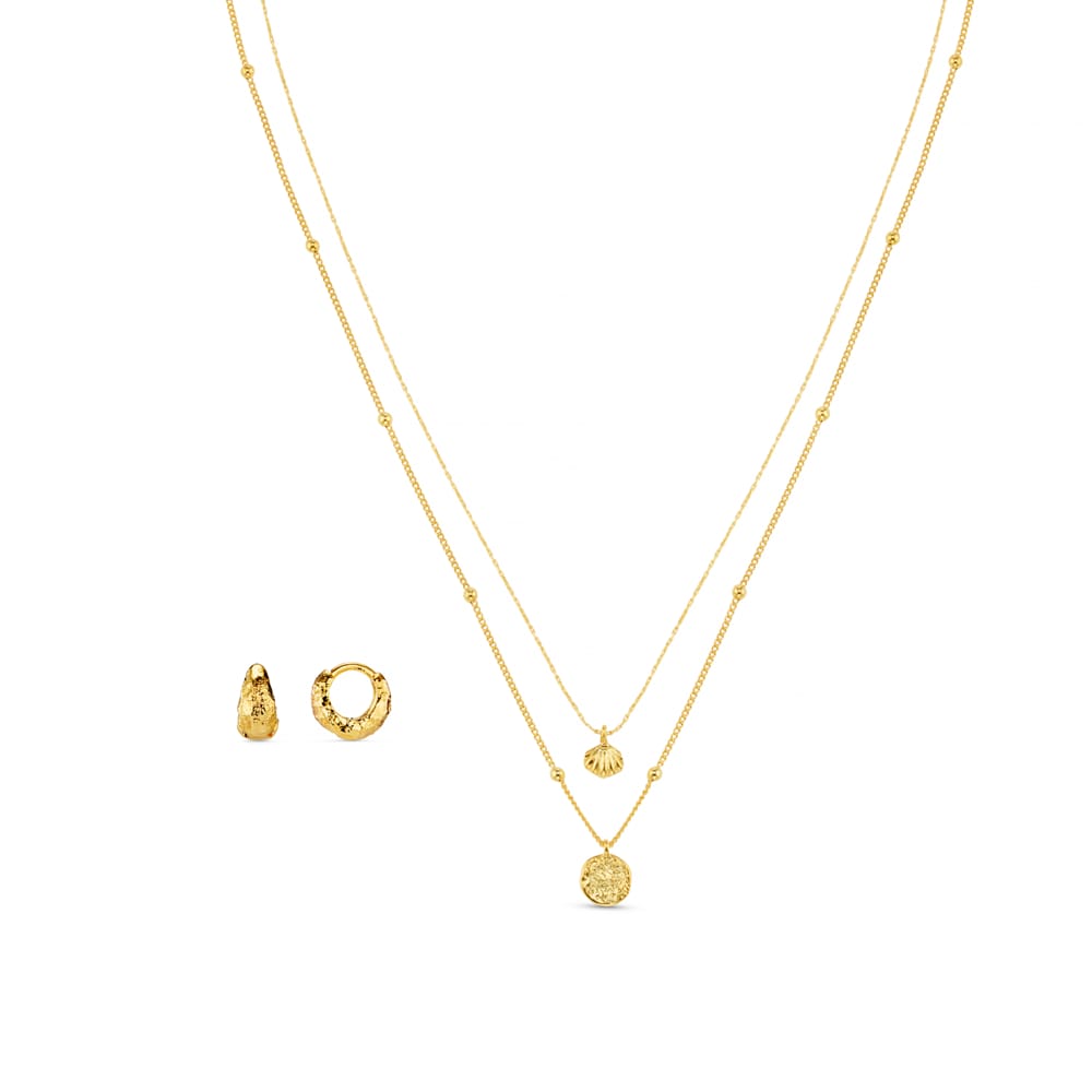 Style Sets Molten Hoop Earrings & Necklace Jewellery Set Orelia Jewellery