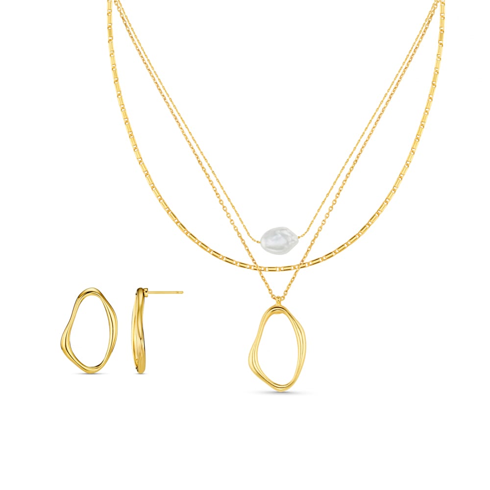 Style Sets Organic Oval Earrings & Necklace Jewellery Set Orelia Jewellery