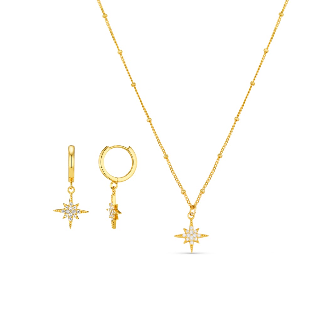 Style Sets Pavé Starburst Hoop Earring & Necklace Jewellery Set Orelia Jewellery
