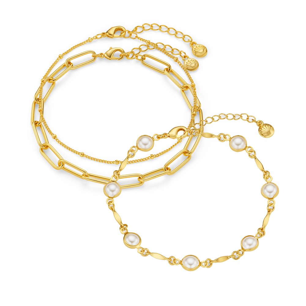 Style Sets Pearl & Chain Wrist Stacking Set Orelia Jewellery