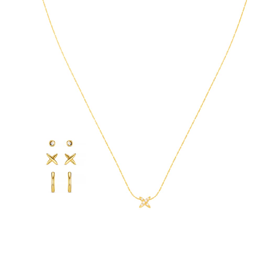Style Sets Polished Cross Necklace & Earring Pack Jewellery Set Orelia Jewellery