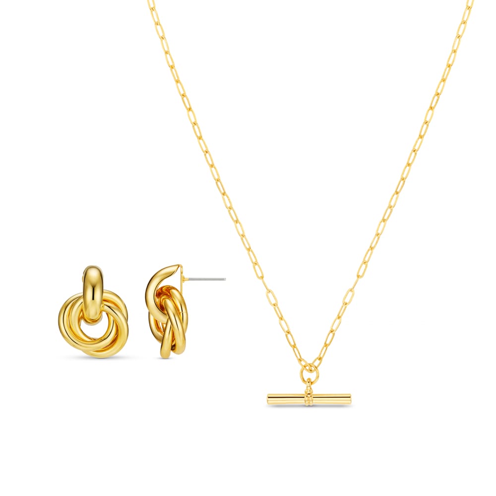 Style Sets Statement Interlocking Earrings & T-Bar Necklace Jewellery Set Orelia Jewellery