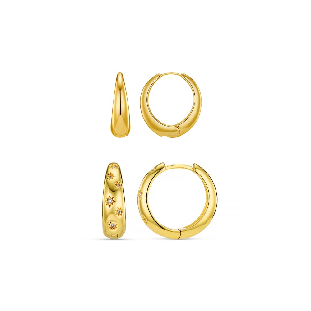 Style Sets Tapered & Crystal Starburst Hoop Earrings Set Orelia Jewellery