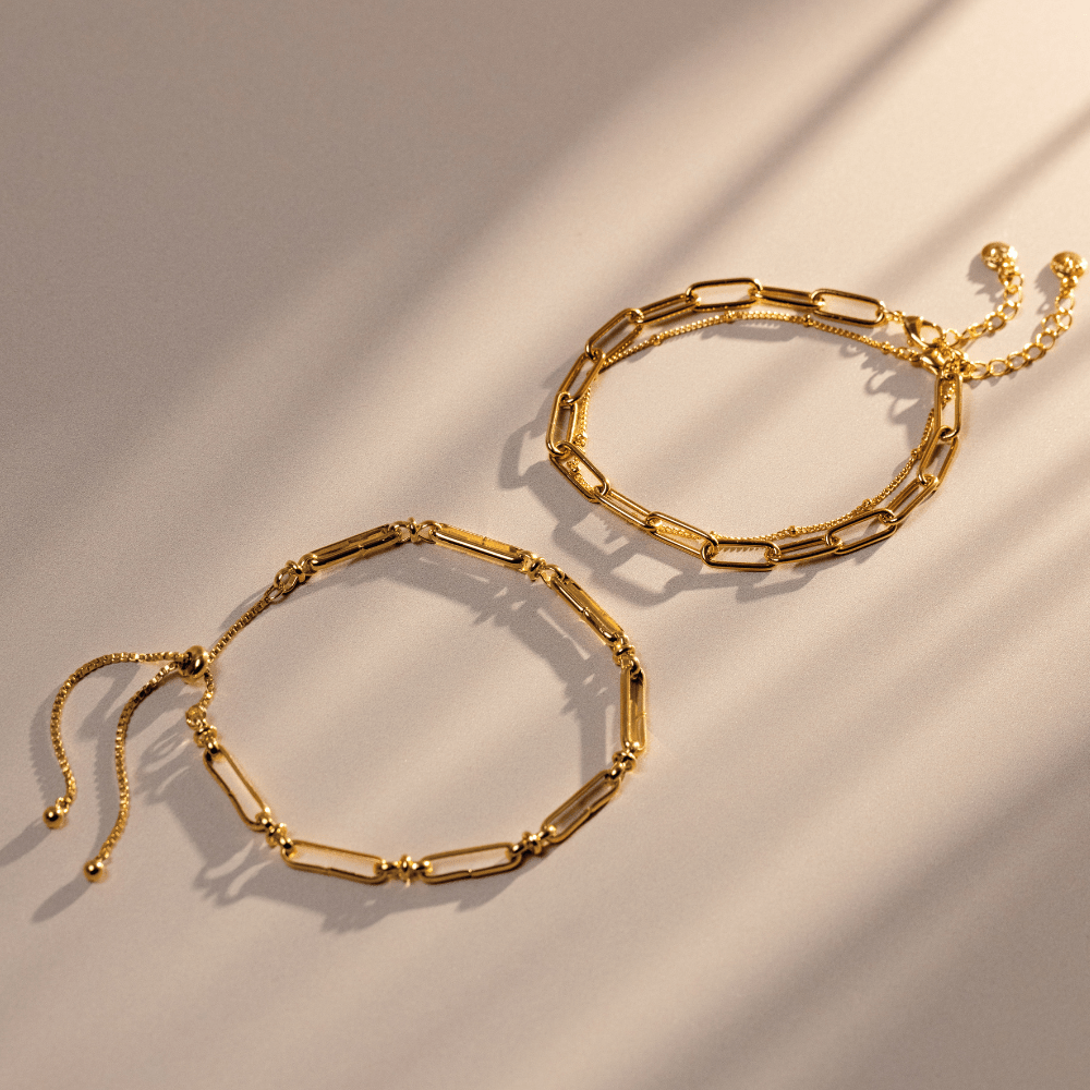 Wristwear Chain Link & Satellite Bracelet Duo Orelia Jewellery Still Life