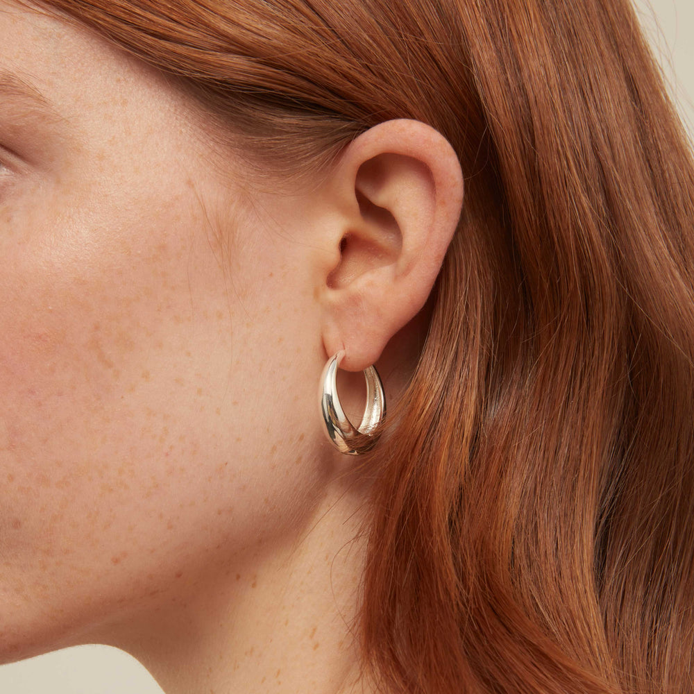 Hoop Earrings Large Tapered Hoop Earrings - Silver Orelia Jewellery
