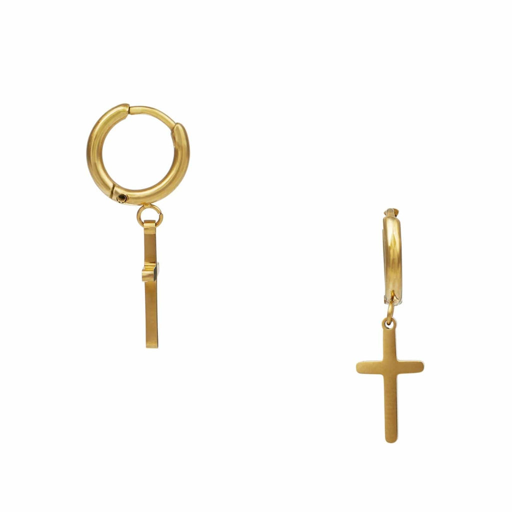 Cross Charm Hoop Earrings
