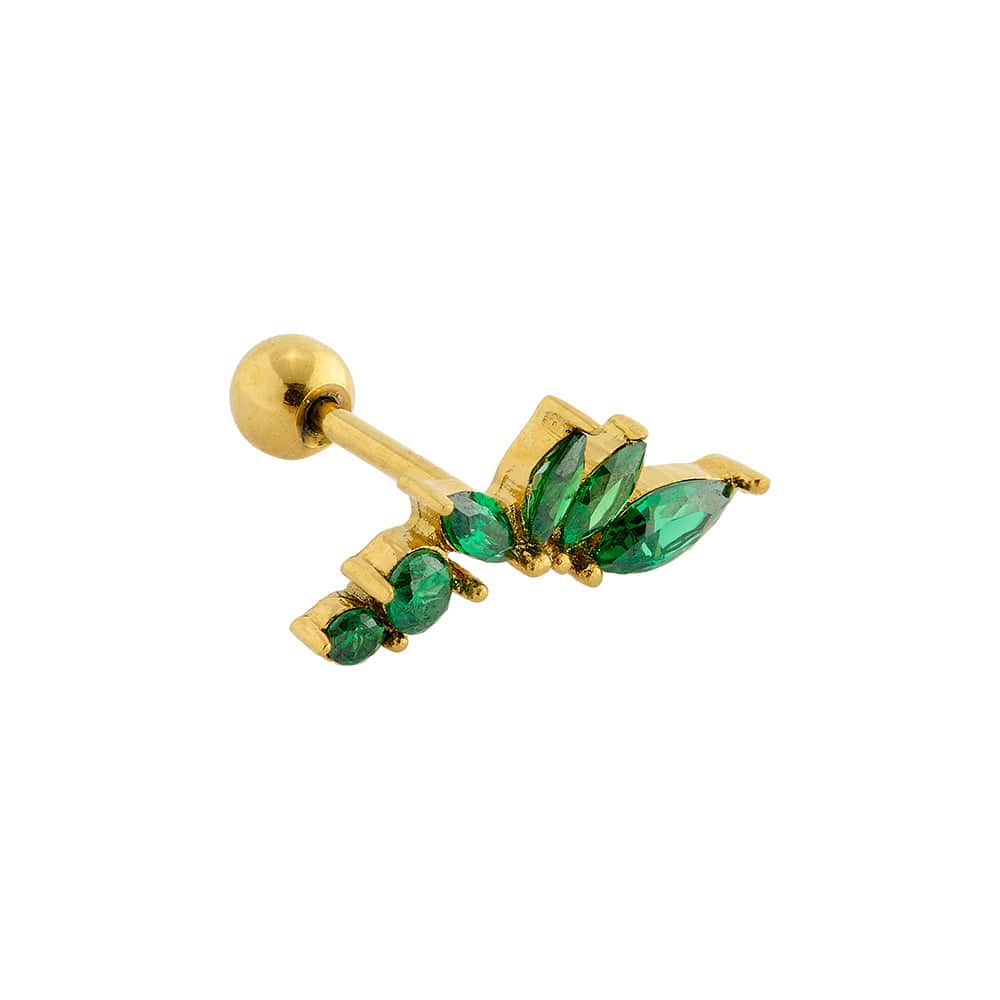 Curved Emerald Cluster Barbell