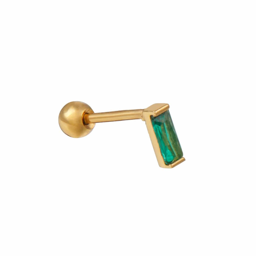 Emerald Baguette Labret Stud