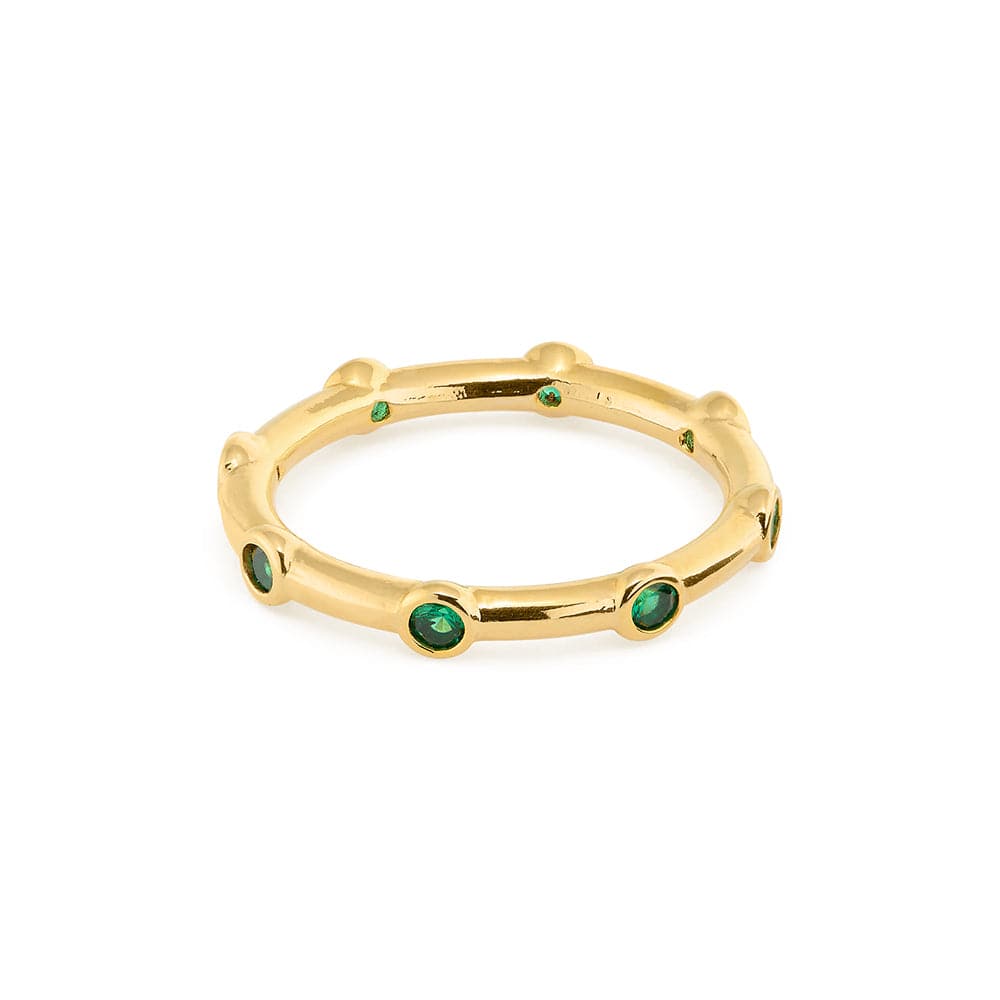 Emerald Stationed Crystal Ring