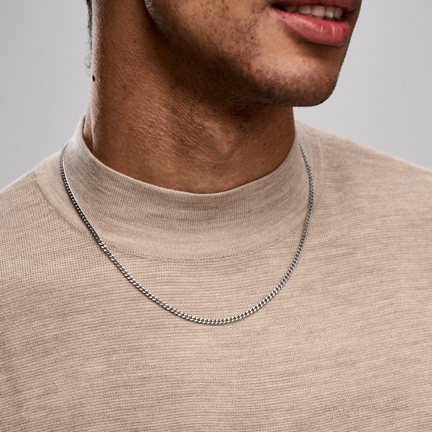 Short Necklaces Fine Curb Chain Necklace - Silver Orelia Jewellery